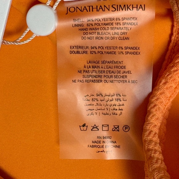 JONATHAN SIMKHAI Sz M swimsuit Shayna ribbed one shoulder Papaya one piece New - Picture 5 of 5